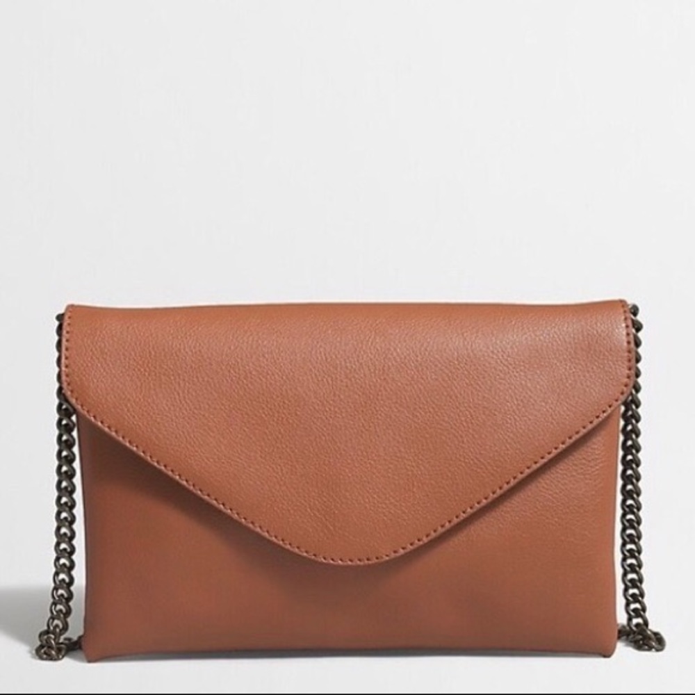 J. Crew Tan Leather Invitation Clutch